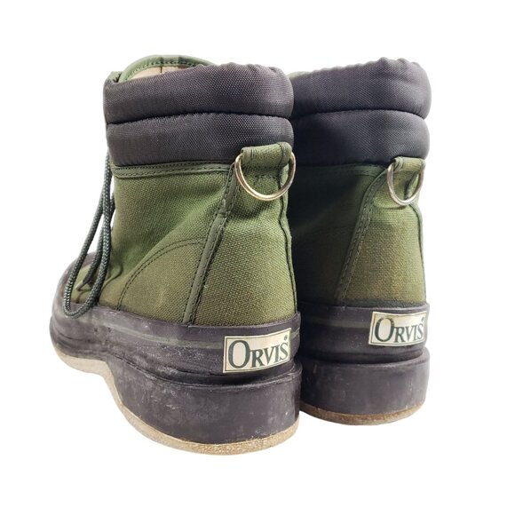Orvis Mens Size 8 Green Canvas Wading Fishing Felt Bottom Boots - Picture 5 of 9